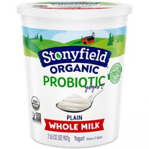 Stonyfield Organic Smooth and Creamy Probiotic Whole Milk Yogurt, Plain