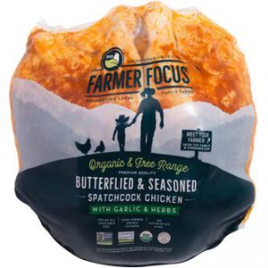 Farmer Focus Organic Garlic & Herb Spatchcock Whole Chicken, Uncooked