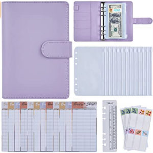 A6 Cash Envelopes Binder Wallet ، دفتر تخطيط ميزانية من جلد البولي يوريثان