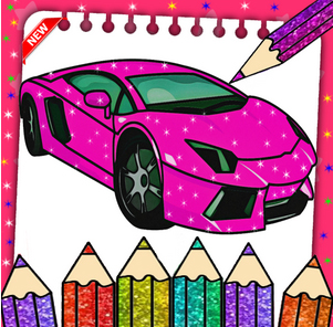 Glitter Coloring Book Cars
