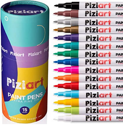 PIZIART أقلام طلاء أكريليك لطلاء الصخور ، الحجر ، الزجاج ، السيراميك ، الخشب ، القماش ، القماش ، الصخور اللطيفة ، الأكواب ، الحرف اليدوية DIY.