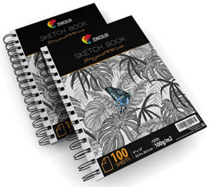 200 ورقة ، مجموعة كتب رسم احترافية ، 9 × 12 بوصة مع غلاف حلزوني