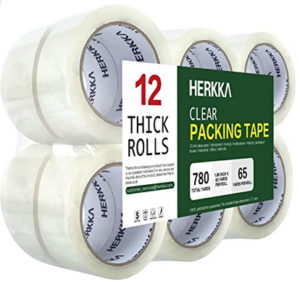 شريط تغليف شفاف ، شريط تعبئة HERKKA 12 رولز شديد التحمل