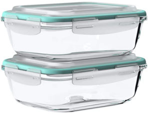 Vallo Large Glass Food Storage Containers with Snap Lock Lids for Leftovers - Safe for Microwave, Oven, Dishwasher, Freezer - BPA Free - Airtight & Leakproof [2 Pack]
