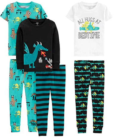 Simple Joys by Carter's Baby, Little Kid, and Toddler Boys' 6-Piece Snug Fit Cotton Pajama Set