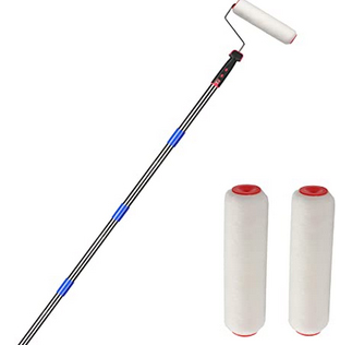 FLY HAWK Paint Roller,Brush kit Multi-Function Paint Roller kit with House Paint Roller Brush 4 FT Stainless Steel Pole, New Splicing Rod, Mural Brush for Walls and Ceiling (White) (4 FT)