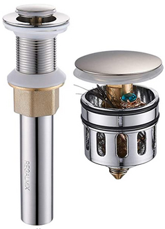 REGALMIX Vessel Sink Drain, Bathroom Faucet Vessel Sink Pop Up Drain Stopper without Overflow Brushed Nickel