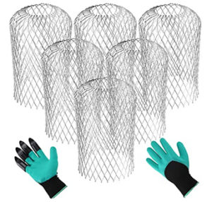 HQZ 6 Pack Gutter Guards & Gloves Set, Stainless Steel Gutter Leaf Guards Gutter Strainer, Leaf Filter Gutter Protection for Stopping Blockage Leaves and Debris