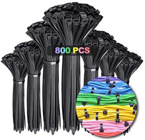 Zip Ties Heavy Duty Black Cable Ties 800Pcs ZipTie 4+6+8+10+12 Inch Tie Wraps GRUOIZ 40lbs Black Small Zip Ties Assorted Sizes Premium Nylon 66 Reusable Plastic Ties Wire Ties for Indoor and Outdoor