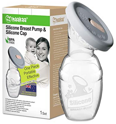 Haakaa Manual Breast Pump Breastfeeding Pump 4oz/100ml+Lid Food Grade Silicone