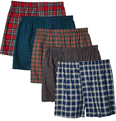 Hanes Men's 5-Pack Tartan Boxer with Inside Exposed Waistband