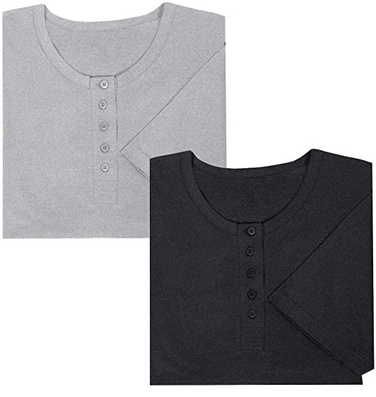Women's 2-Pack Long Henley Nightshirts - Pajama Sleep Shirt Set, Plus