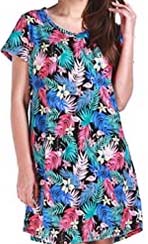 PNAEONG Women's Cotton Nightgown Sleepwear Short Sleeves Shirt Casual Print Sleepdress