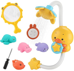 Sotodik Baby Bath Toys Bathtub Toy Duck Water Pump Electric Automatic Shower Head, Floating Bath Squeaky Toys