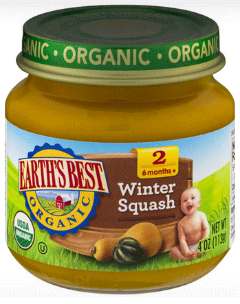 المرحلة الثانية من غذاء الأطفال العضوي ، الاسكواش الشتوي