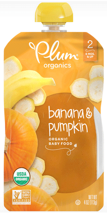 المرحلة الثانية من أغذية الأطفال العضوية ، الموز واليقطين