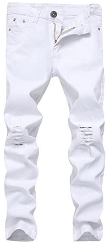 Boy's Skinny Fit Ripped Destroyed Distressed Stretch Slim Jeans Pants