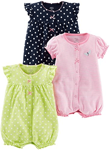 Simple Joys by Carter's Girls' 3-Pack Snap-up Rompers