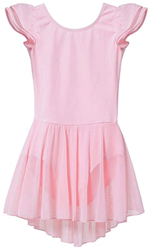MdnMd Toddler Girls Ballet Leotard for Dance Flutter Sleeve Skirt Ballerina Ballet Dress Outfit