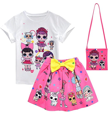Girl T-Shirt Short Sleeve LOL Girls Childrens Surprise Clothes Top Tee 2-8 Years