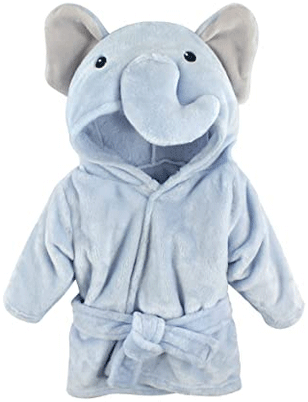 Hudson Baby Unisex Baby Plush Animal Face Robe, Blue Elephant