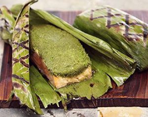 Banana-Leaf Wrapped Coconut-Cilantro Salmon