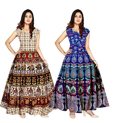 Silver Organisation Cotton Fashion Gowns for Women (Multicolour)