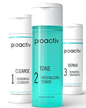 Proactiv 3 Step Acne Treatment - Benzoyl Peroxide Face Wash, Repairing Acne Spot Treatment for Face And Body, Exfoliating Toner - 60 Day Complete Acne Skin Care Kit
