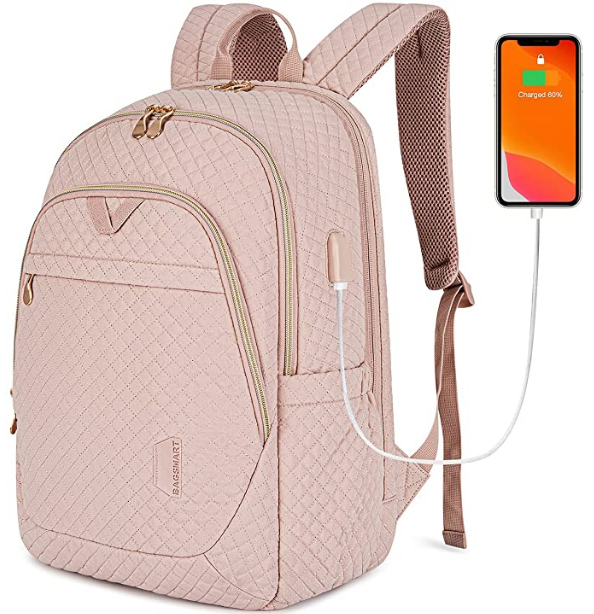 Womens Backpack BAGSMART Laptop Backpacks Travel Business with USB Charging Port 15.6 inch College School Computer Book Bag for men & women - Grade 8