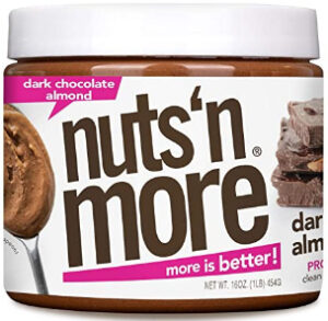 Nuts ‘N More Dark Chocolate Almond Butter Spread, All Natural Keto Snack, Low Carb, Low Sugar, Gluten Free, Non-GMO, High Protein Flavored Nut Butter (16 oz Jar)
