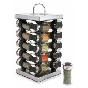 Olde Thompson  Spice Rack, Revolving 20 Glass Jars W/Flip-Lids