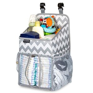 Daily Nordic Diaper Caddy Nursery Organizer (20x9x9) Crib Hanging Storage with 3 Side Pockets, Resistant Easy-to-Hang Changing Table Organizer Diaper Stacker for Newborn Baby Diapers, Wet Wipes, Toys