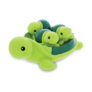 DolliBu Family Animal Bath Squirters 4 Piece Bath Toy Set, Toddler Bath Toys for Bathtime & Water Fun, Girls & Boys Floating Rubber Squirt Toys, Pool Toys for Toddlers & Kids - Green Sea Turtle