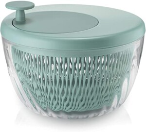 Guzzini 170900175 Spin e Store Kitchen Active Design Centrifugeuse à Salade avec Couvercle, polypropylène, copolymère ABS, Vert, 26 cm