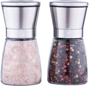 Premium Salt and Pepper Grinder Set of 2 - Salt and Pepper Shakers Mill, Stainless Steel Adjustable Coarseness Great Gift Set - Salt Grinders and Pepper Mill Shaker Mills Set