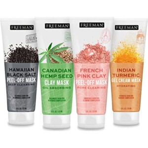 Freeman Beauty Exotic Blends Face Mask Variety Set with Clay, Peel-Off, Gel + Cream Facial Masks, Skin Car
