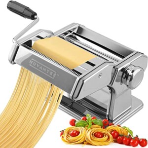 Nuvantee Pasta Maker Machine,Manual Hand Press,Adjustable Thickness Settings,Noodles Maker with Washable Aluminum Alloy Rollers and Cutter, Perfect for Spaghetti,Fettuccini, Lasagna