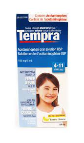 Green Valley Pharmacy Tempra Childrens Acetaminophen Syrup 160mg/5mL, Banana flavor, 100 mL