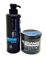 BARBER SADA PACK ELEGANCE SHAVING GEL EARTH, TRIPLE ACTION HAIR GEL BLUE LABELS