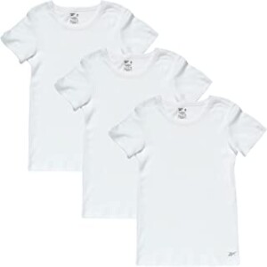 Reebok Girls' Undershirt - Soft Breathable Cotton Crew Neck Shirt (3 Pack)