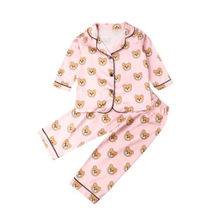 Girls Boys Silk Satin Pajamas Pyjamas Kids Children Sleepwear Set Nightwear