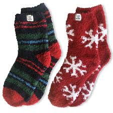 WOMEN'S SNOWFLAKES & STRIPES SNUGGLE SOCKS (2 PACK)