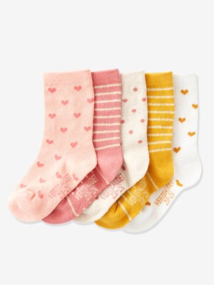 Pack of 5 Fancy Socks for Girls - light pink