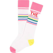 Girls White & Pink Logo Socks