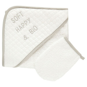 Bath cape and organic cotton washcloth - Prémaman