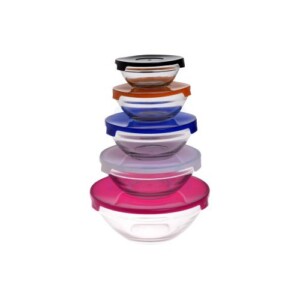 5 glass salad bowls for conservation with lid - MGS