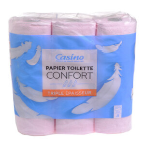 Pink comfort toilet paper 3 ply x9 - CASINO