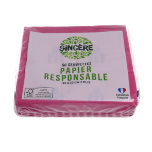 Pink napkins 25x24cm 2 ply x40 pieces - SINCÈRE
