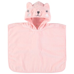 PINK DOG PATTERN BATH PONCHO WITH EMBROIDERED HOOD