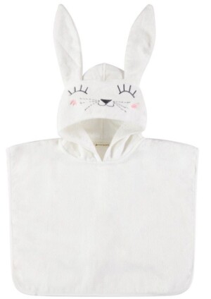 RABBIT PATTERN BATH PONCHO WITH EMBROIDERED HOOD
